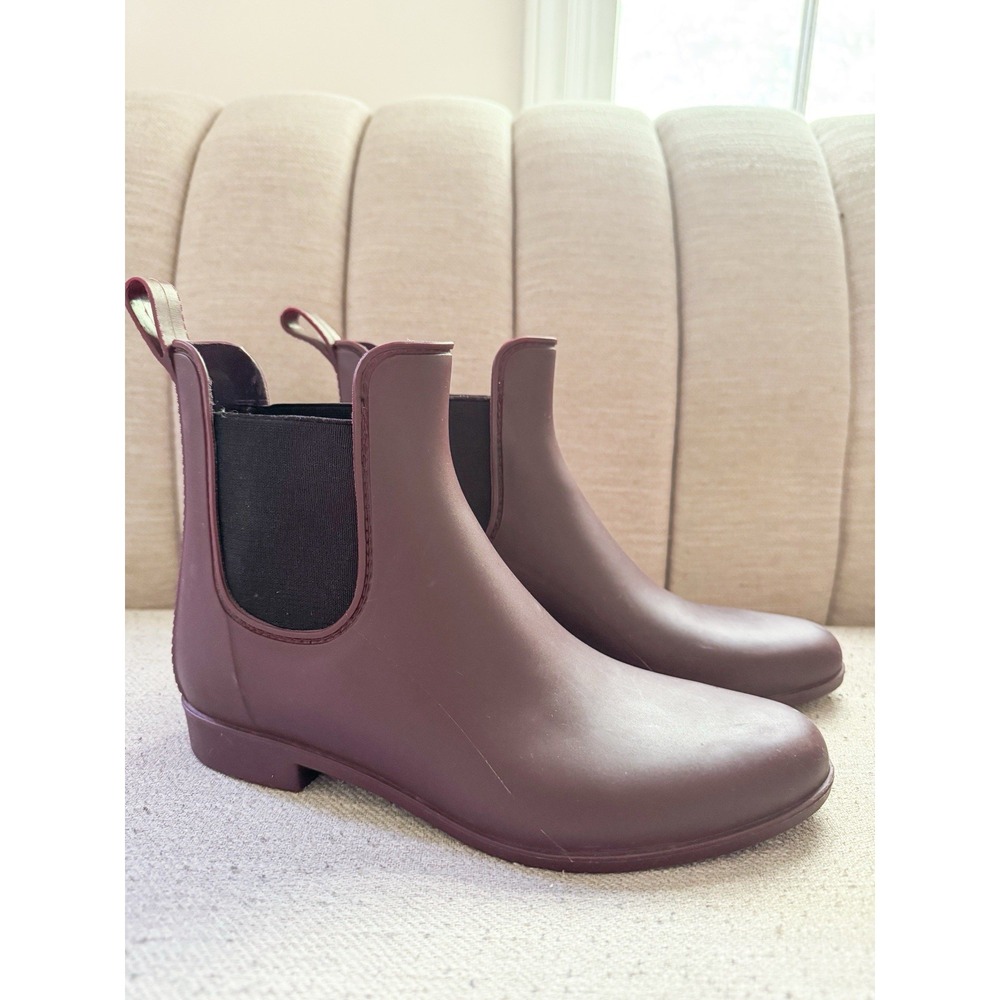 J.crew Dark Burgundy Matte Chelsea Rain Boots Women's Size 9